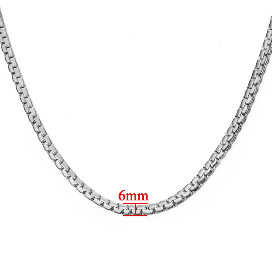 Mens Chain 6MM Long Necklace for Men 20" 23" 26" Gold Color Stainless Steel Flat Snake Chain Necklaces Men Chain Necklace
