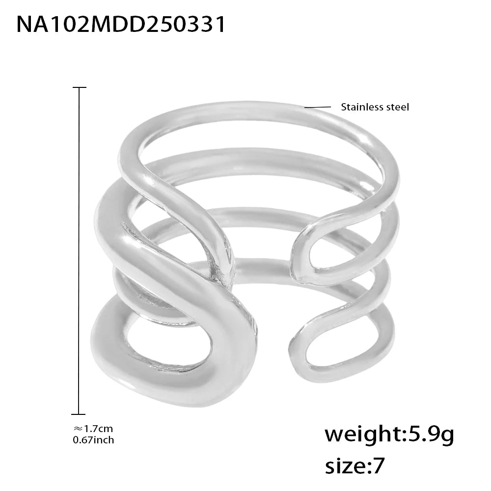 Unique Stainless Steel Rings For Women 18k Gold PVD Plated Waterproof No Rusted Rings Jewelry