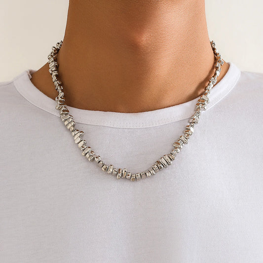 Irregular CCB Beads Chains Short Choker Necklace for Men Trendy Beaded Chains Collar on the Neck 2023 Fashion Jewelry Male Gifts